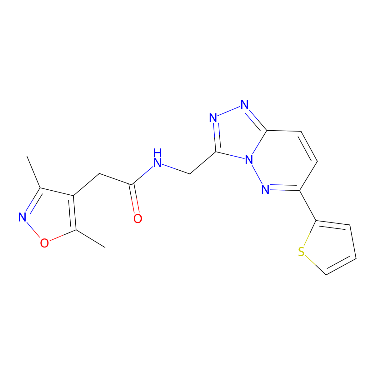 2-(3,5-dimethylisoxazol-4-yl)-N-((6-(thiophen-2-yl)-[1,2,4]triazolo[4,3-b]pyridazin-3-yl)methyl)acetamide molecular structure, CAS 2034452-81-6