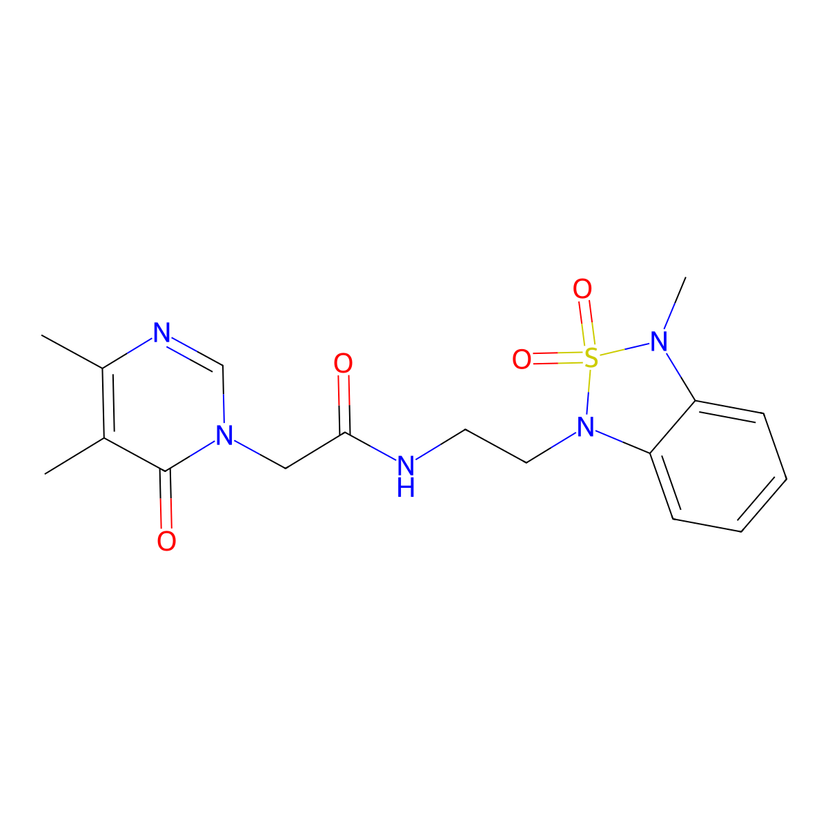 2-(4,5-dimethyl-6-oxopyrimidin-1(6H)-yl)-N-(2-(3-methyl-2,2-dioxidobenzo[c][1,2,5]thiadiazol-1(3H)-yl)ethyl)acetamide molecular structure, CAS 2034452-88-3