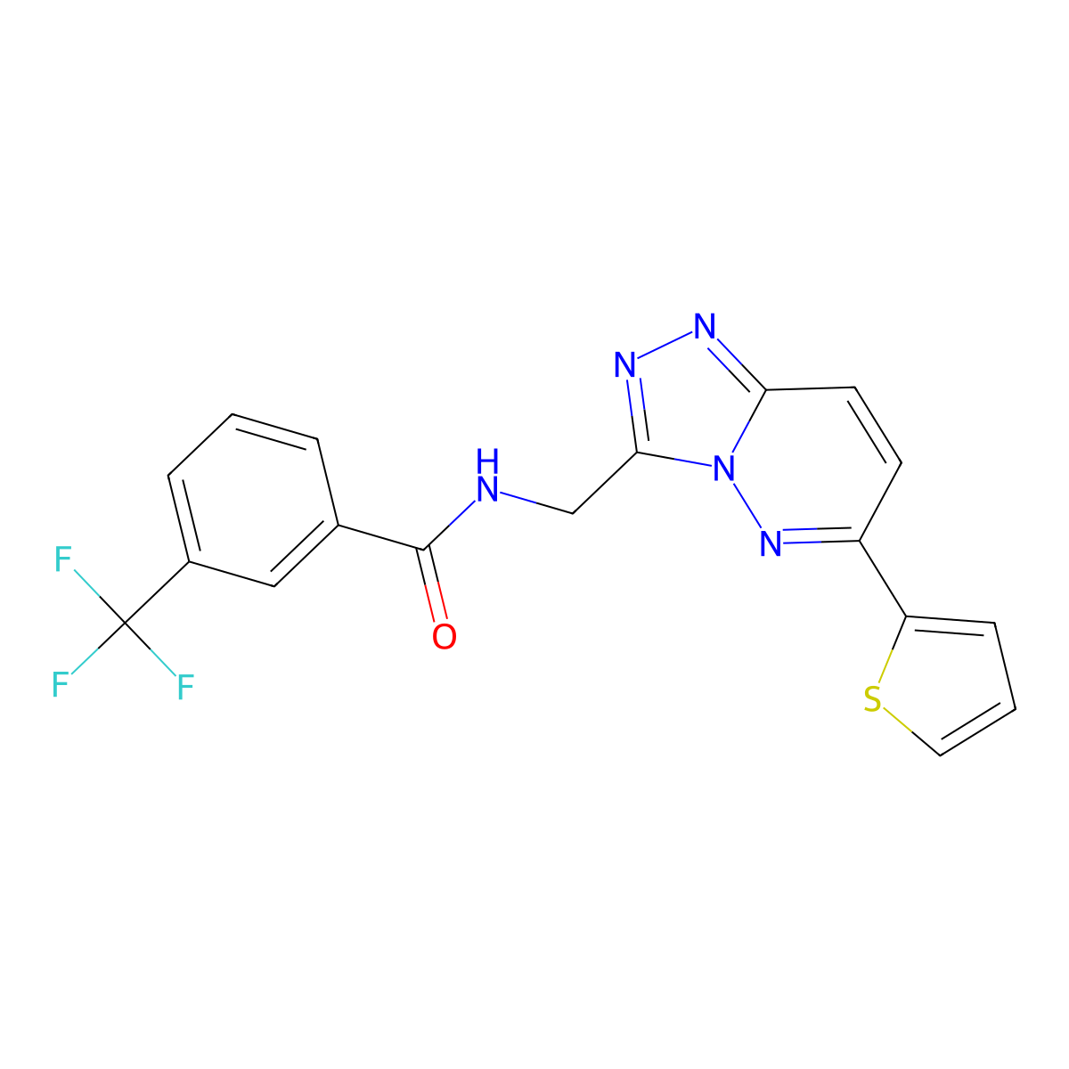 N-((6-(thiophen-2-yl)-[1,2,4]triazolo[4,3-b]pyridazin-3-yl)methyl)-3-(trifluoromethyl)benzamide molecular structure, CAS 2034452-89-4