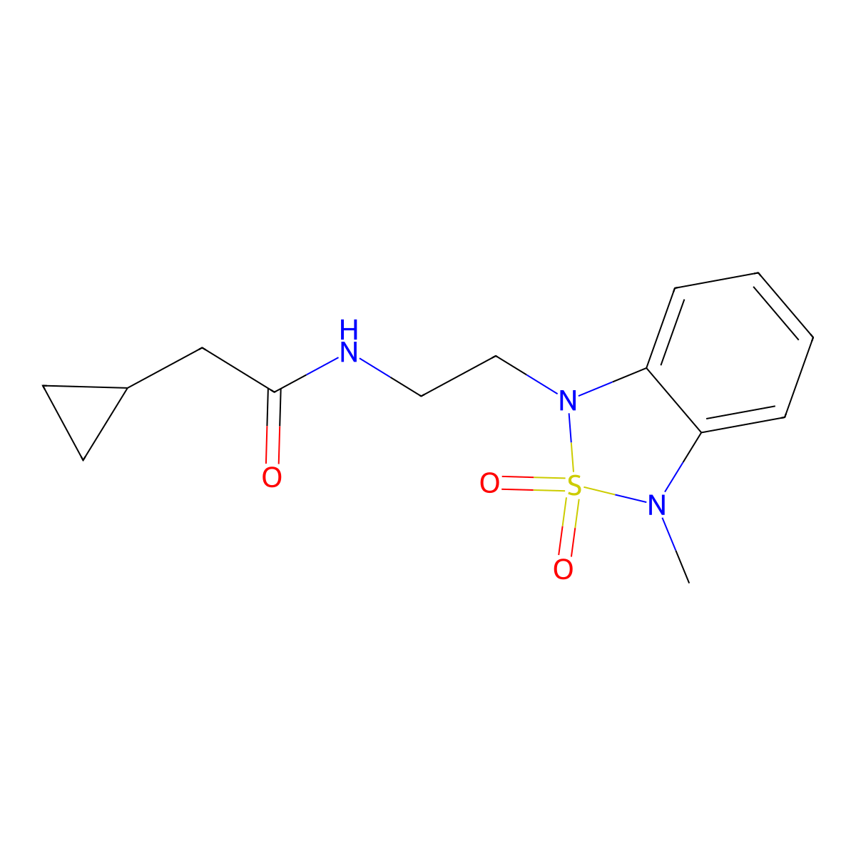 2-cyclopropyl-N-(2-(3-methyl-2,2-dioxidobenzo[c][1,2,5]thiadiazol-1(3H)-yl)ethyl)acetamide molecular structure, CAS 2034452-93-0