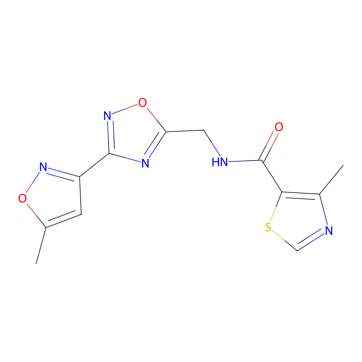 4-methyl-N-((3-(5-methylisoxazol-3-yl)-1,2,4-oxadiazol-5-yl)methyl)thiazole-5-carboxamide molecular structure, CAS 2034453-01-3