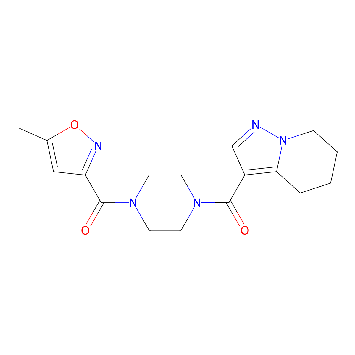 (5-Methylisoxazol-3-yl)(4-(4,5,6,7-tetrahydropyrazolo[1,5-a]pyridine-3-carbonyl)piperazin-1-yl)methanone molecular structure, CAS 2034453-02-4