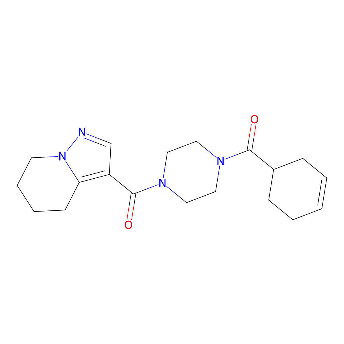 Cyclohex-3-en-1-yl(4-(4,5,6,7-tetrahydropyrazolo[1,5-a]pyridine-3-carbonyl)piperazin-1-yl)methanone molecular structure, CAS 2034453-09-1