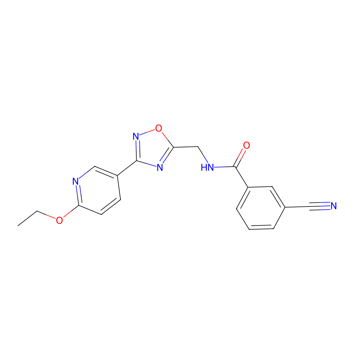3-cyano-N-((3-(6-ethoxypyridin-3-yl)-1,2,4-oxadiazol-5-yl)methyl)benzamide molecular structure, CAS 2034453-14-8