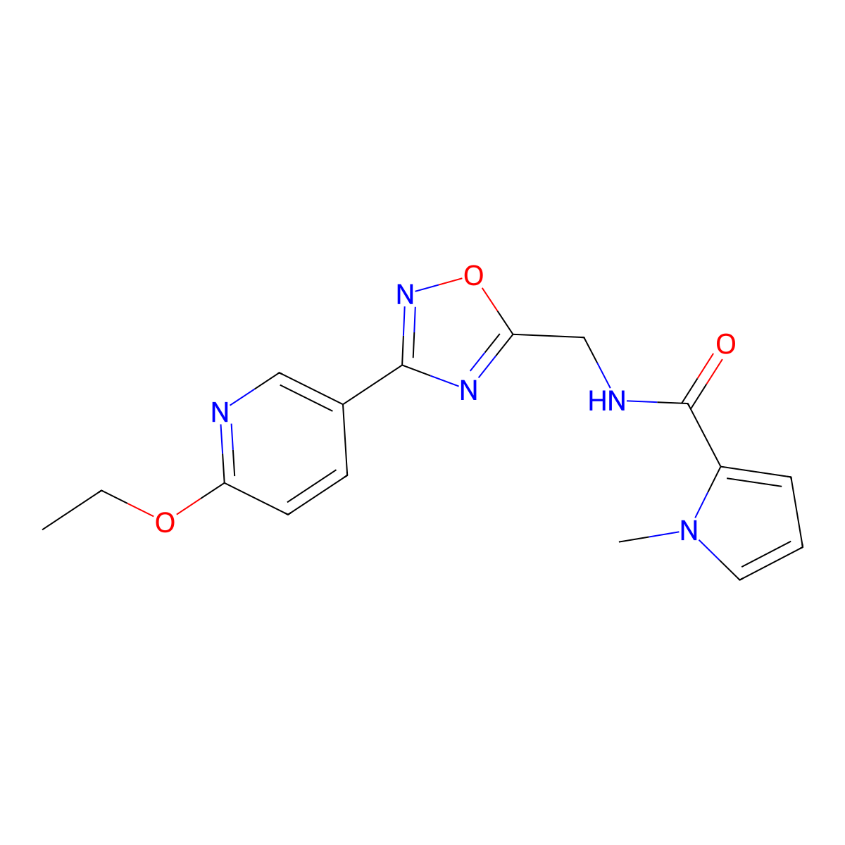 N-((3-(6-ethoxypyridin-3-yl)-1,2,4-oxadiazol-5-yl)methyl)-1-methyl-1H-pyrrole-2-carboxamide molecular structure, CAS 2034453-15-9