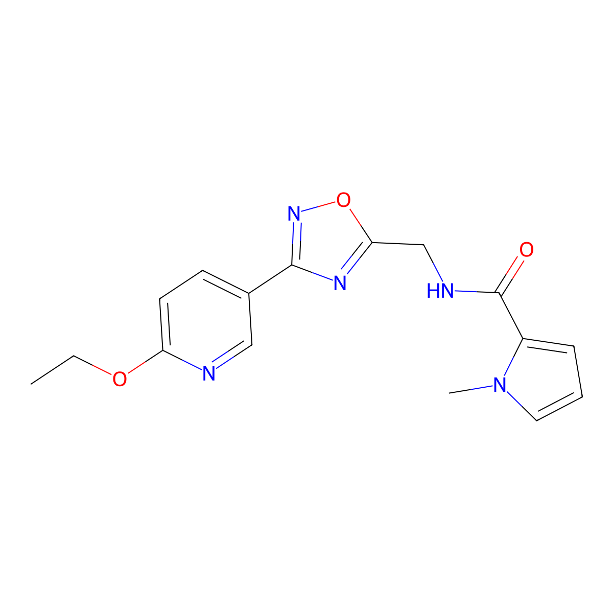 N-((3-(6-ethoxypyridin-3-yl)-1,2,4-oxadiazol-5-yl)methyl)-1-methyl-1H-pyrrole-2-carboxamide molecular structure, CAS 2034453-15-9