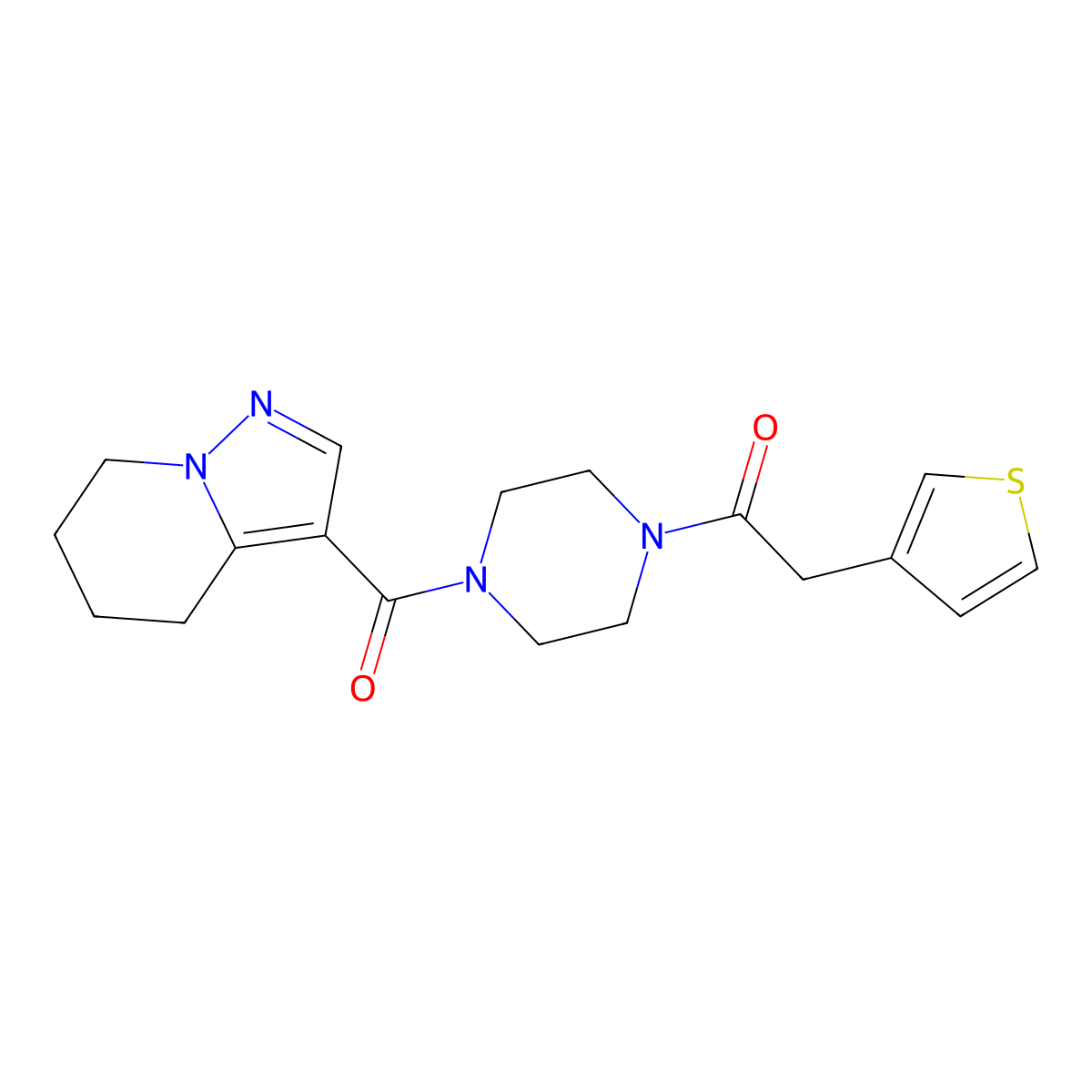 1-(4-(4,5,6,7-Tetrahydropyrazolo[1,5-a]pyridine-3-carbonyl)piperazin-1-yl)-2-(thiophen-3-yl)ethanone molecular structure, CAS 2034453-17-1