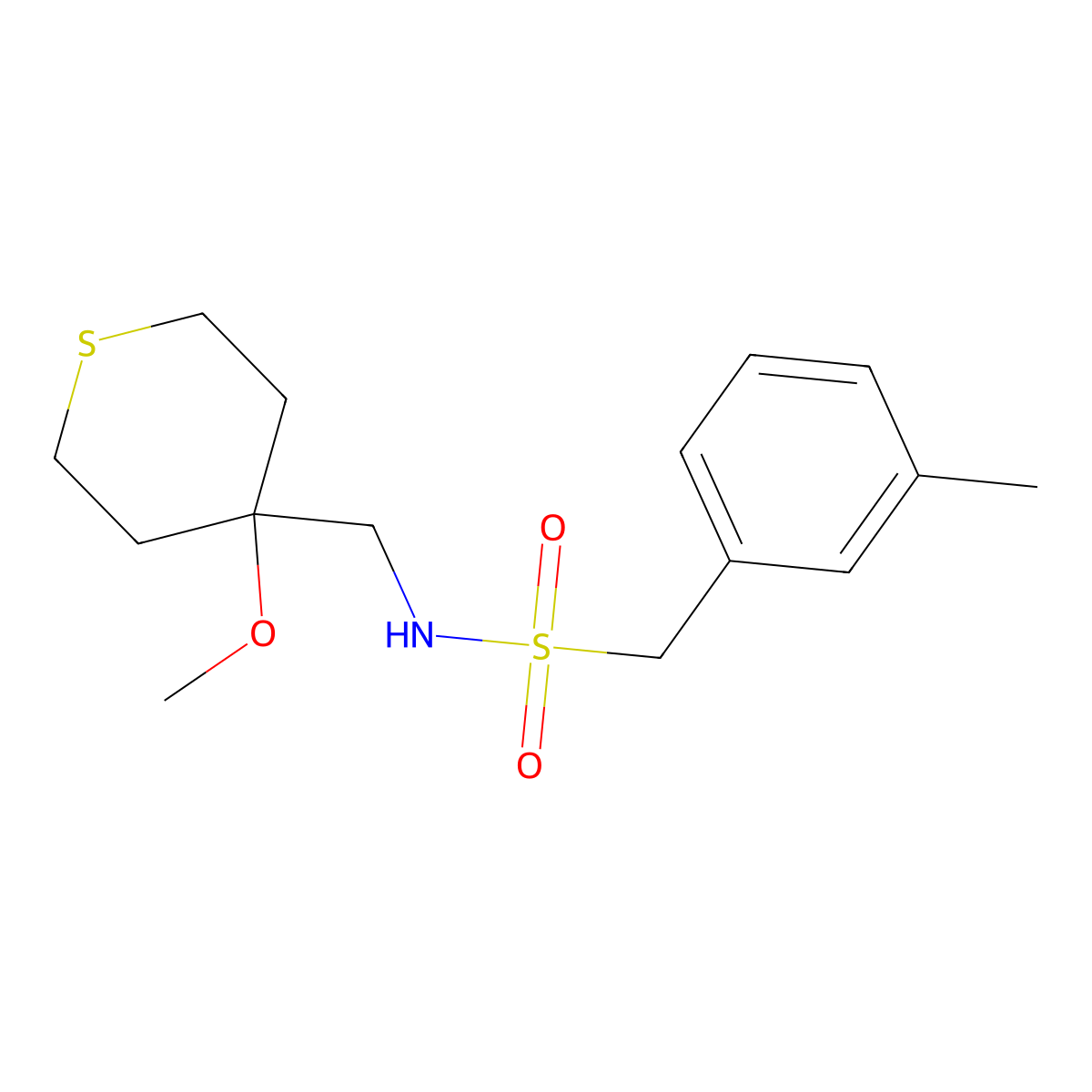 N-((4-methoxytetrahydro-2H-thiopyran-4-yl)methyl)-1-(m-tolyl)methanesulfonamide molecular structure, CAS 2034453-19-3