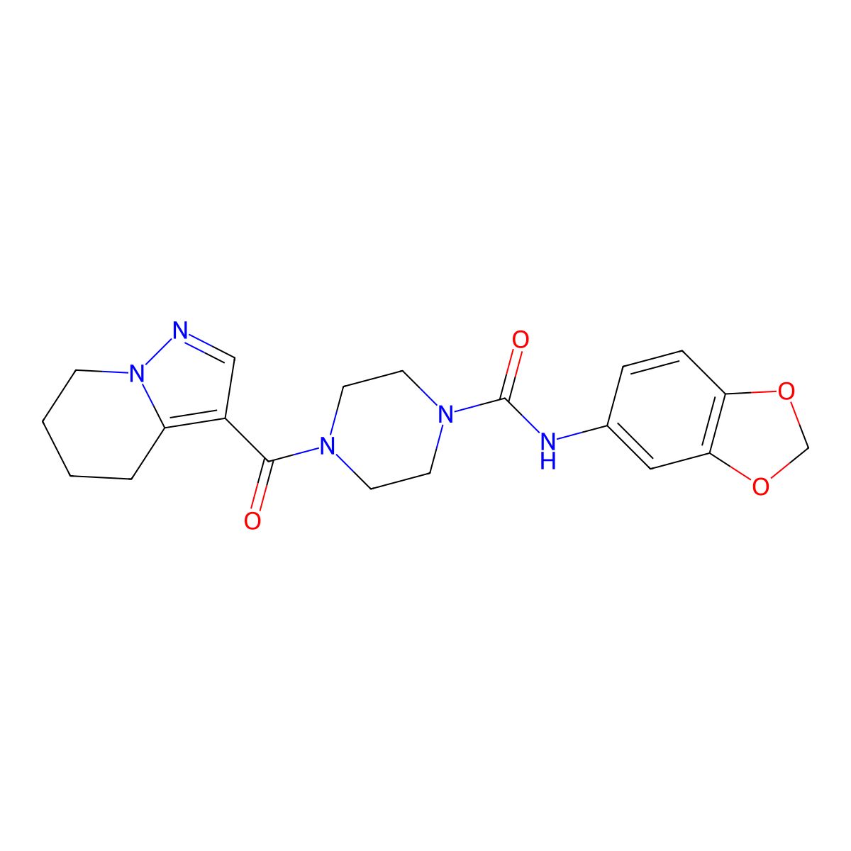 N-(benzo[d][1,3]dioxol-5-yl)-4-(4,5,6,7-tetrahydropyrazolo[1,5-a]pyridine-3-carbonyl)piperazine-1-carboxamide molecular structure, CAS 2034453-22-8