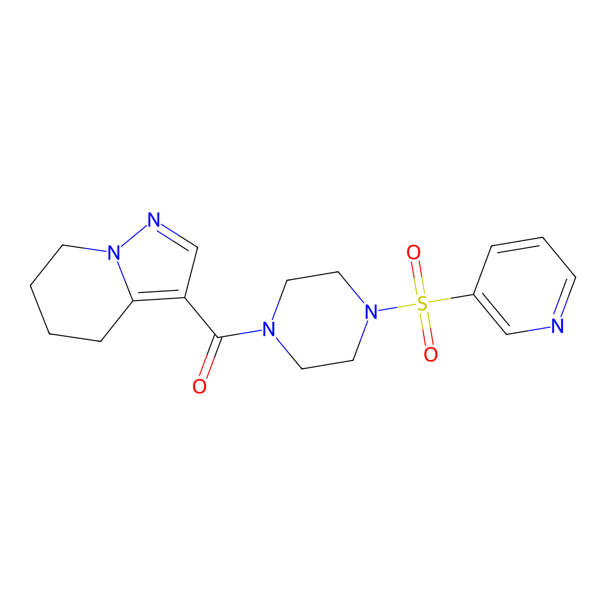 (4-(Pyridin-3-ylsulfonyl)piperazin-1-yl)(4,5,6,7-tetrahydropyrazolo[1,5-a]pyridin-3-yl)methanone molecular structure, CAS 2034453-26-2