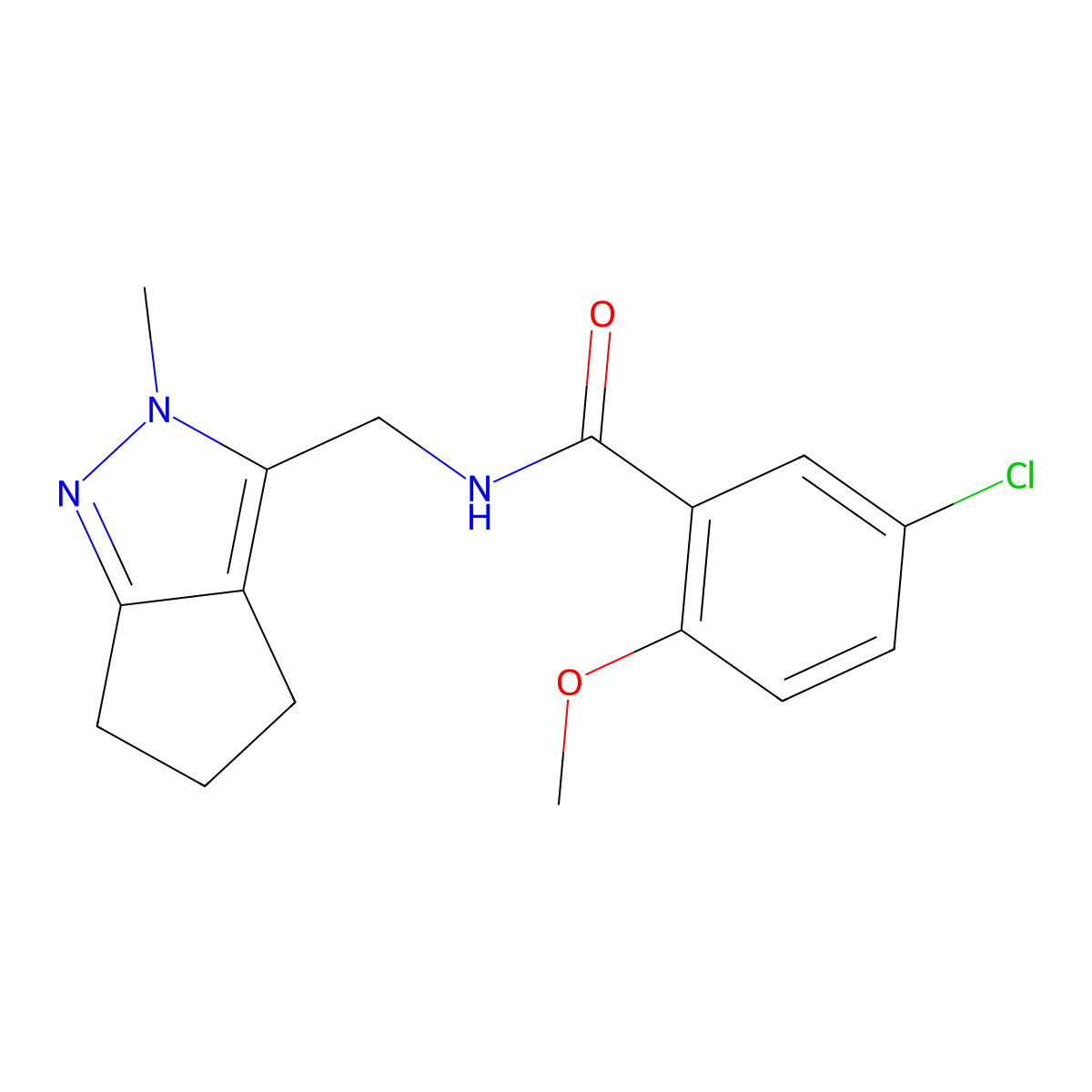 5-chloro-2-methoxy-N-((2-methyl-2,4,5,6-tetrahydrocyclopenta[c]pyrazol-3-yl)methyl)benzamide molecular structure, CAS 2034453-33-1