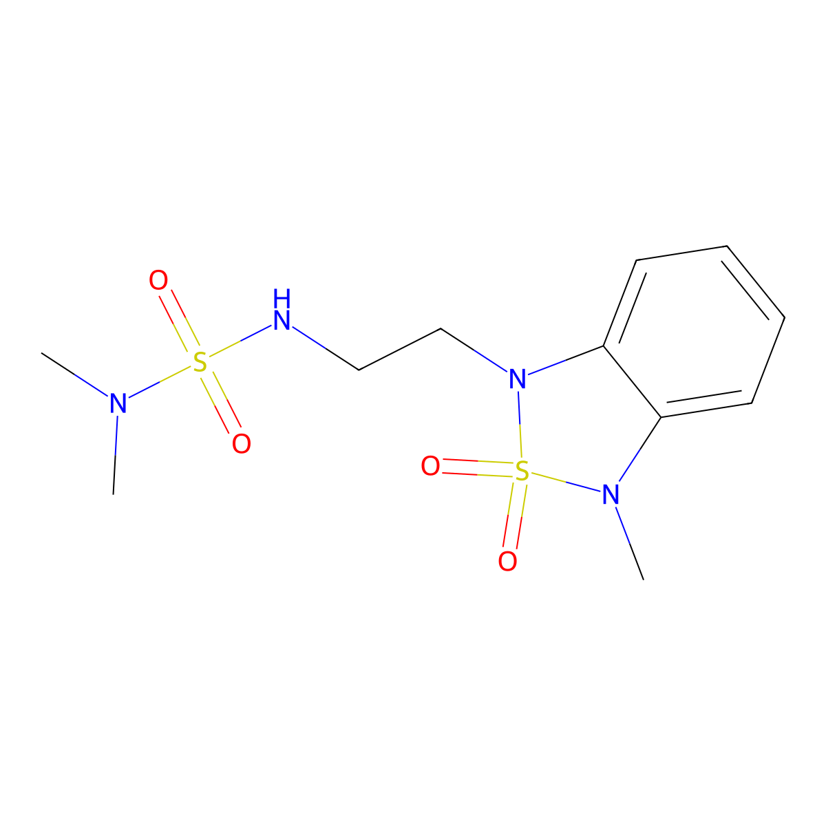 1-{2-[(Dimethylsulfamoyl)amino]ethyl}-3-methyl-1,3-dihydro-2lambda6,1,3-benzothiadiazole-2,2-dione molecular structure, CAS 2034453-38-6