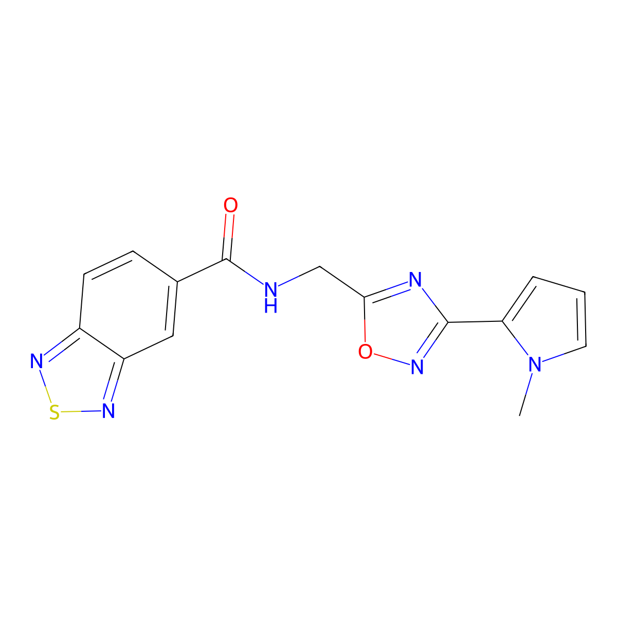 N-((3-(1-methyl-1H-pyrrol-2-yl)-1,2,4-oxadiazol-5-yl)methyl)benzo[c][1,2,5]thiadiazole-5-carboxamide molecular structure, CAS 2034453-39-7