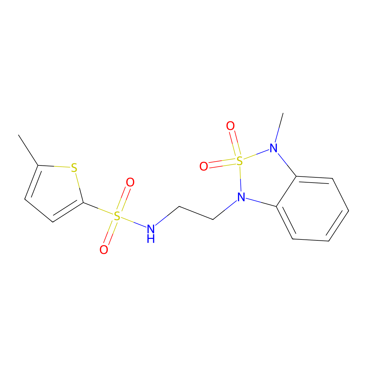 5-methyl-N-(2-(3-methyl-2,2-dioxidobenzo[c][1,2,5]thiadiazol-1(3H)-yl)ethyl)thiophene-2-sulfonamide molecular structure, CAS 2034453-41-1