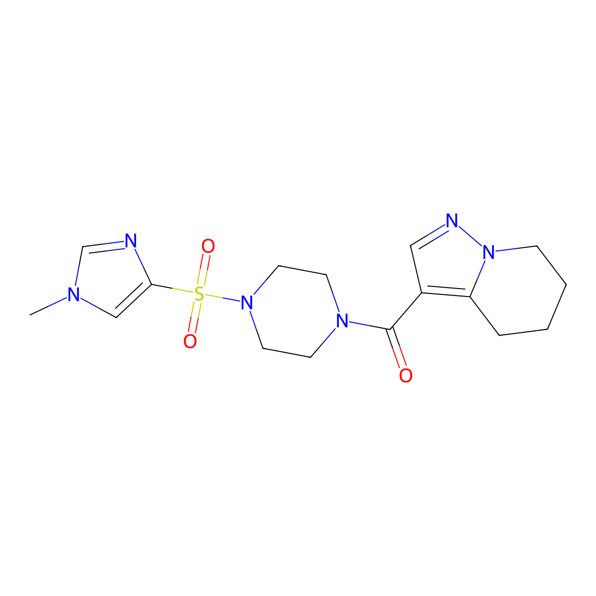 (4-((1-methyl-1H-imidazol-4-yl)sulfonyl)piperazin-1-yl)(4,5,6,7-tetrahydropyrazolo[1,5-a]pyridin-3-yl)methanone molecular structure, CAS 2034453-44-4