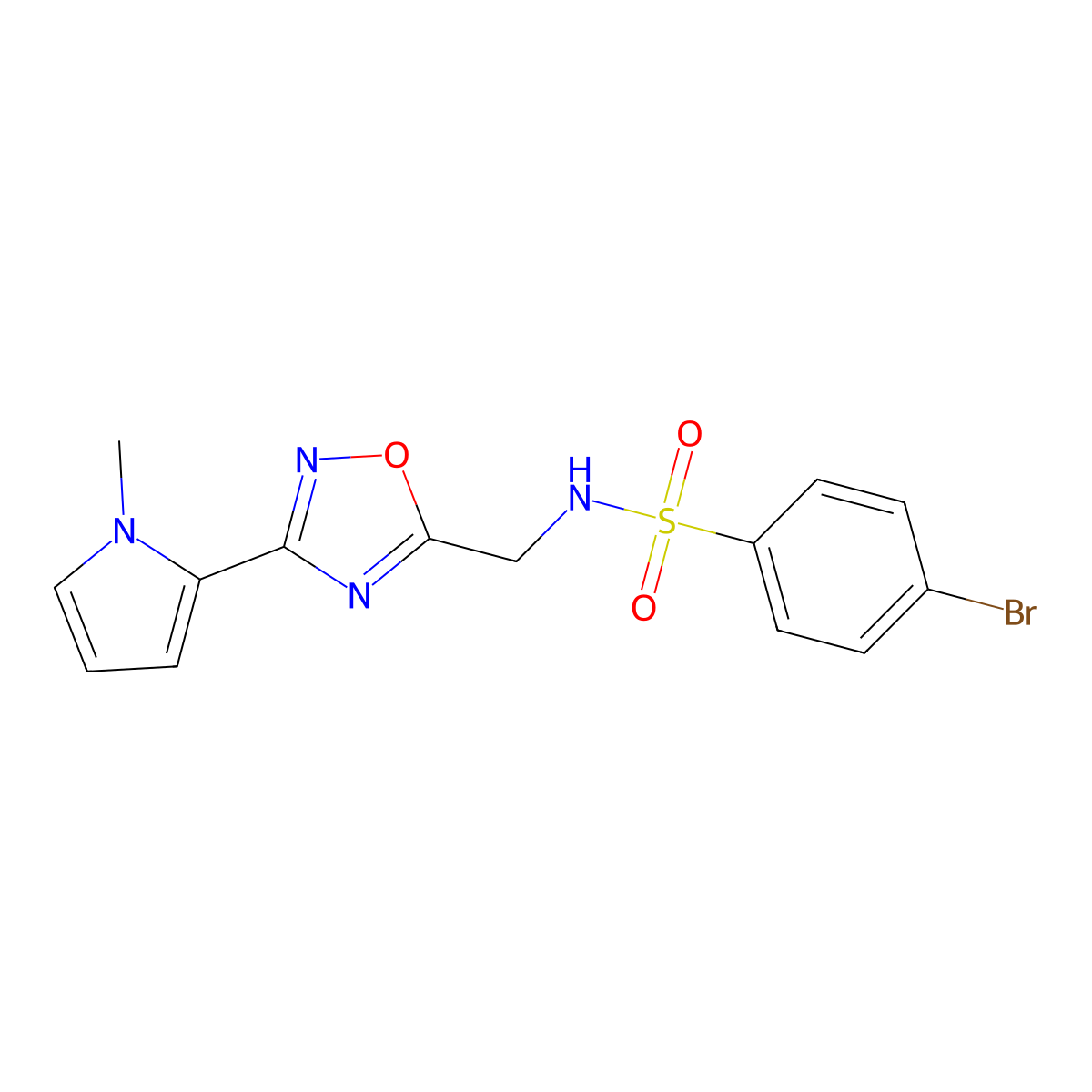 4-bromo-N-((3-(1-methyl-1H-pyrrol-2-yl)-1,2,4-oxadiazol-5-yl)methyl)benzenesulfonamide molecular structure, CAS 2034453-46-6