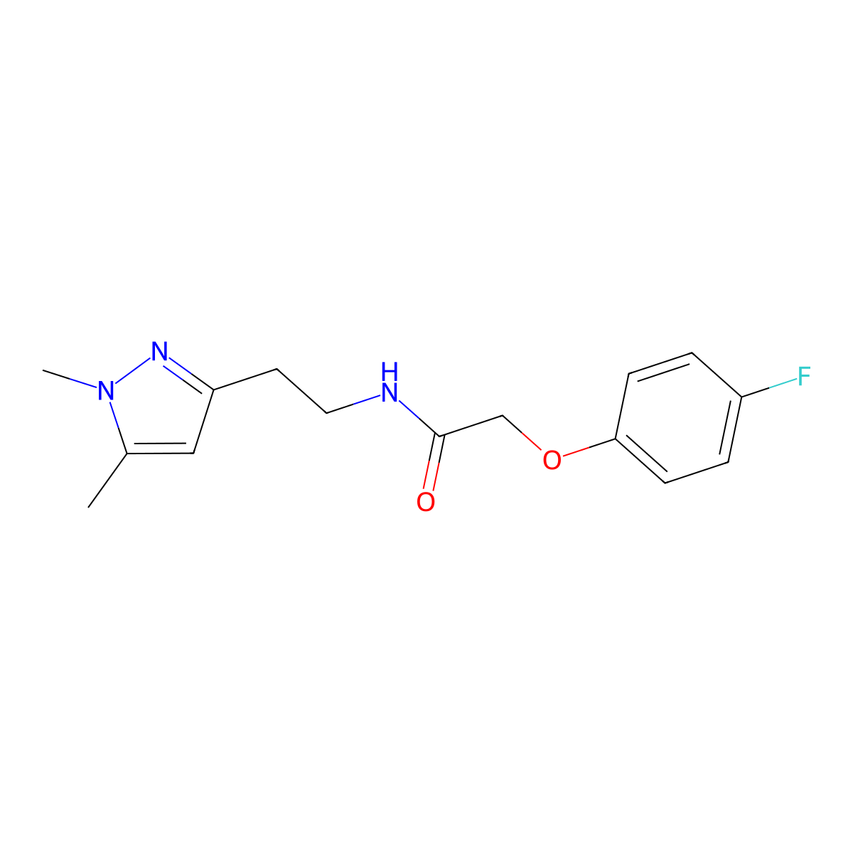 N-(2-(1,5-dimethyl-1H-pyrazol-3-yl)ethyl)-2-(4-fluorophenoxy)acetamide molecular structure, CAS 2034453-51-3