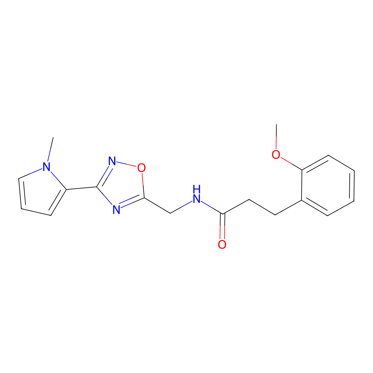 3-(2-methoxyphenyl)-N-{[3-(1-methyl-1H-pyrrol-2-yl)-1,2,4-oxadiazol-5-yl]methyl}propanamide molecular structure, CAS 2034453-56-8
