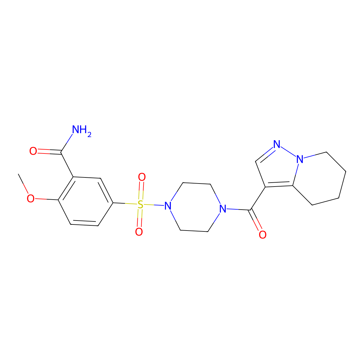 2-Methoxy-5-((4-(4,5,6,7-tetrahydropyrazolo[1,5-a]pyridine-3-carbonyl)piperazin-1-yl)sulfonyl)benzamide molecular structure, CAS 2034453-60-4