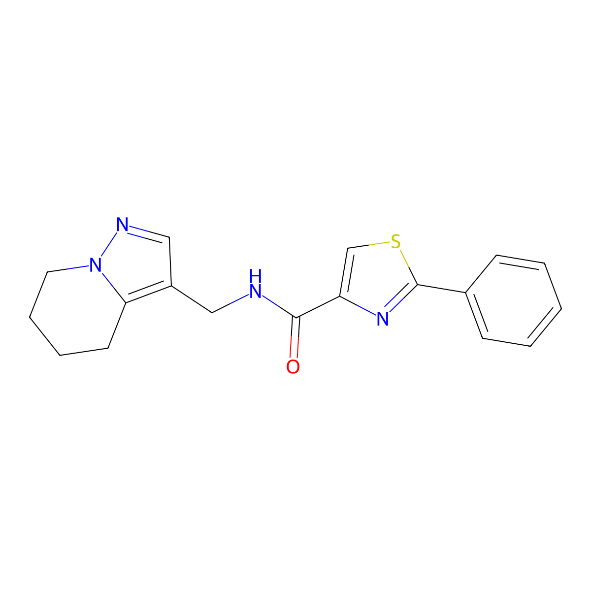 2-phenyl-N-((4,5,6,7-tetrahydropyrazolo[1,5-a]pyridin-3-yl)methyl)thiazole-4-carboxamide molecular structure, CAS 2034453-67-1