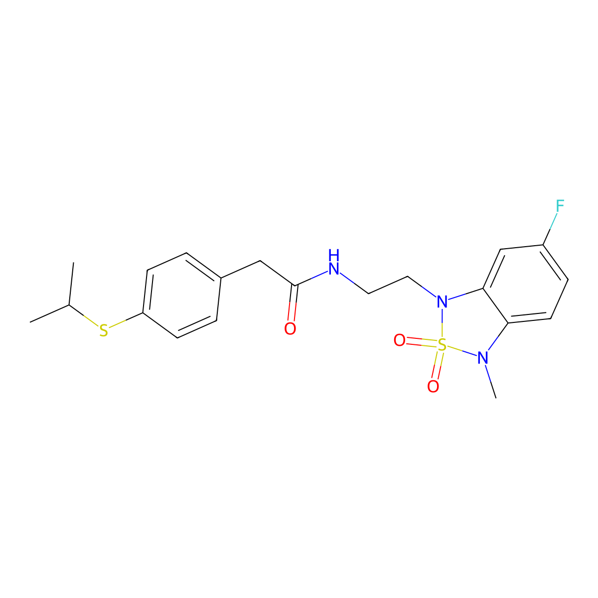 N-(2-(6-fluoro-3-methyl-2,2-dioxidobenzo[c][1,2,5]thiadiazol-1(3H)-yl)ethyl)-2-(4-(isopropylthio)phenyl)acetamide molecular structure, CAS 2034453-77-3