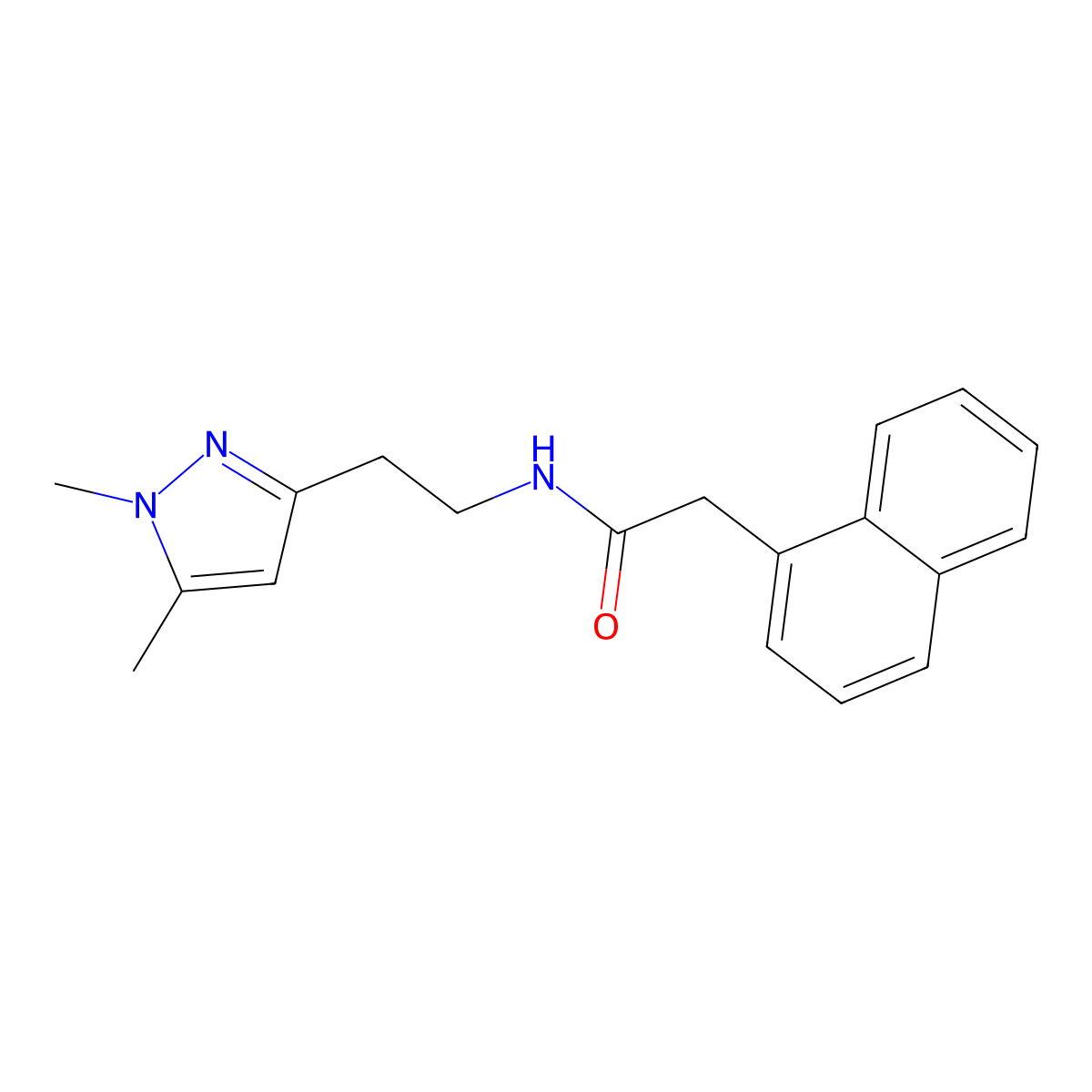 N-(2-(1,5-dimethyl-1H-pyrazol-3-yl)ethyl)-2-(naphthalen-1-yl)acetamide molecular structure, CAS 2034453-81-9