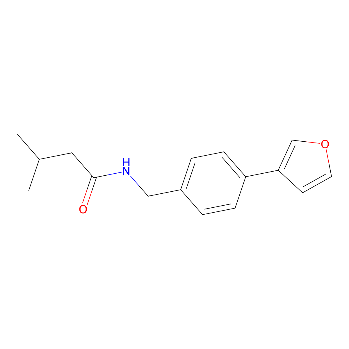 N-(4-(furan-3-yl)benzyl)-3-methylbutanamide molecular structure, CAS 2034453-84-2