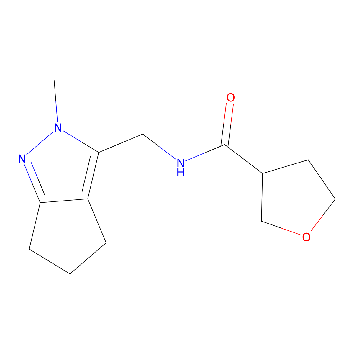 N-((2-methyl-2,4,5,6-tetrahydrocyclopenta[c]pyrazol-3-yl)methyl)tetrahydrofuran-3-carboxamide molecular structure, CAS 2034453-87-5