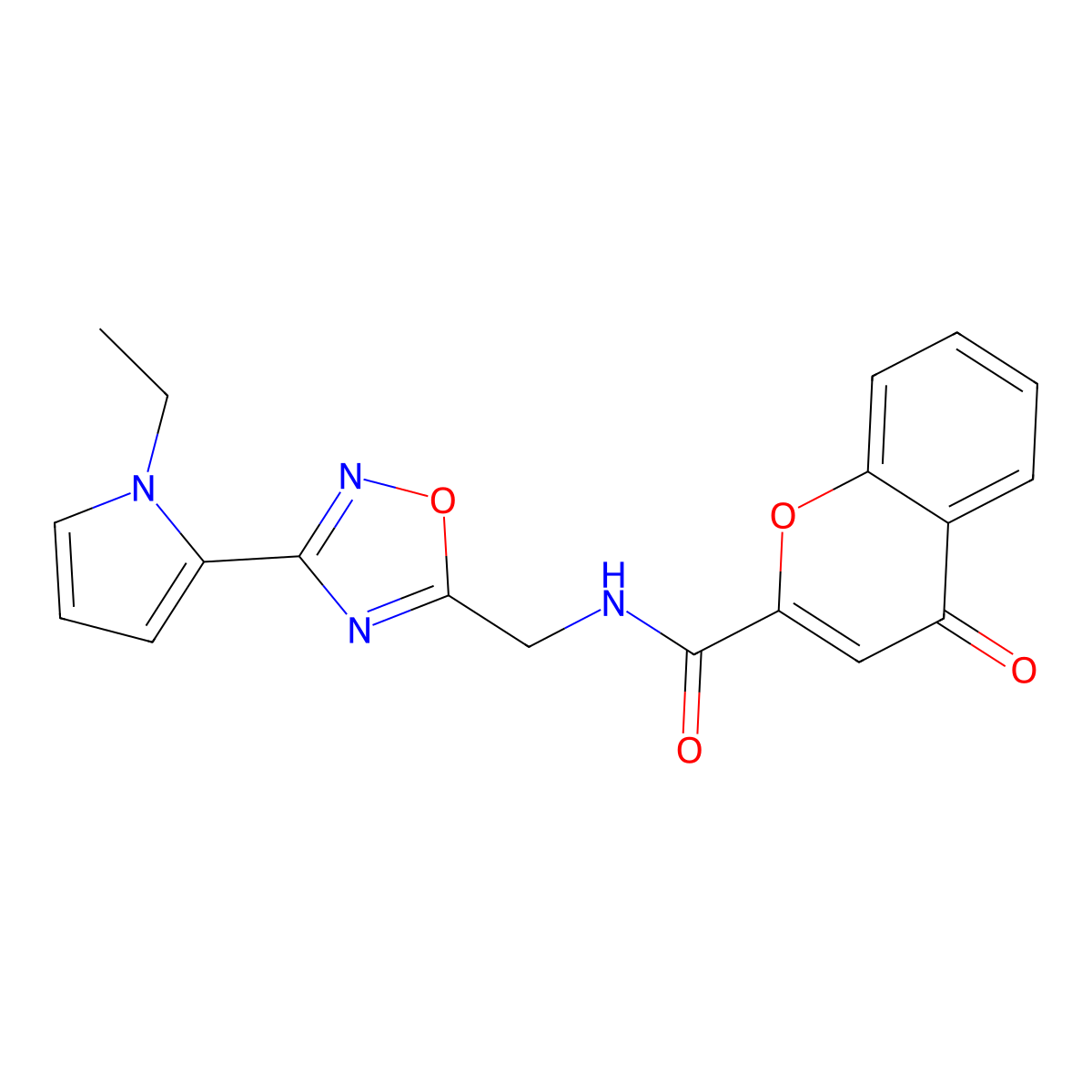 N-((3-(1-ethyl-1H-pyrrol-2-yl)-1,2,4-oxadiazol-5-yl)methyl)-4-oxo-4H-chromene-2-carboxamide molecular structure, CAS 2034453-90-0