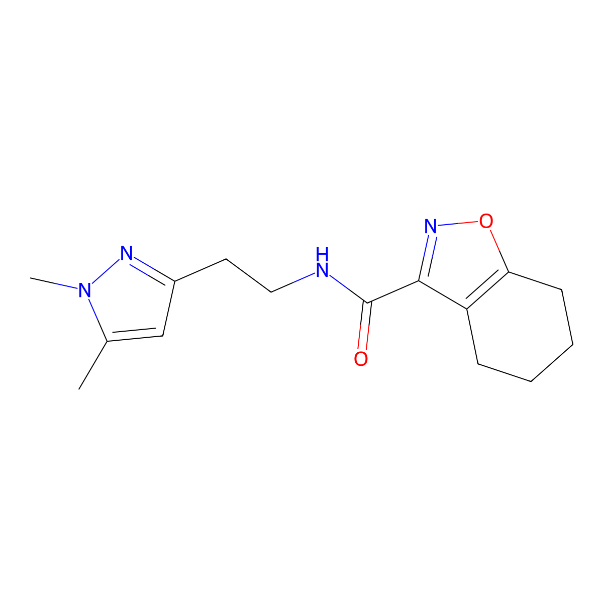 N-(2-(1,5-dimethyl-1H-pyrazol-3-yl)ethyl)-4,5,6,7-tetrahydrobenzo[d]isoxazole-3-carboxamide molecular structure, CAS 2034453-95-5