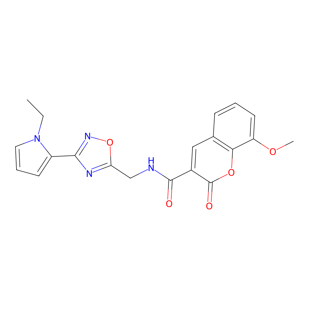 N-((3-(1-ethyl-1H-pyrrol-2-yl)-1,2,4-oxadiazol-5-yl)methyl)-8-methoxy-2-oxo-2H-chromene-3-carboxamide molecular structure, CAS 2034453-98-8