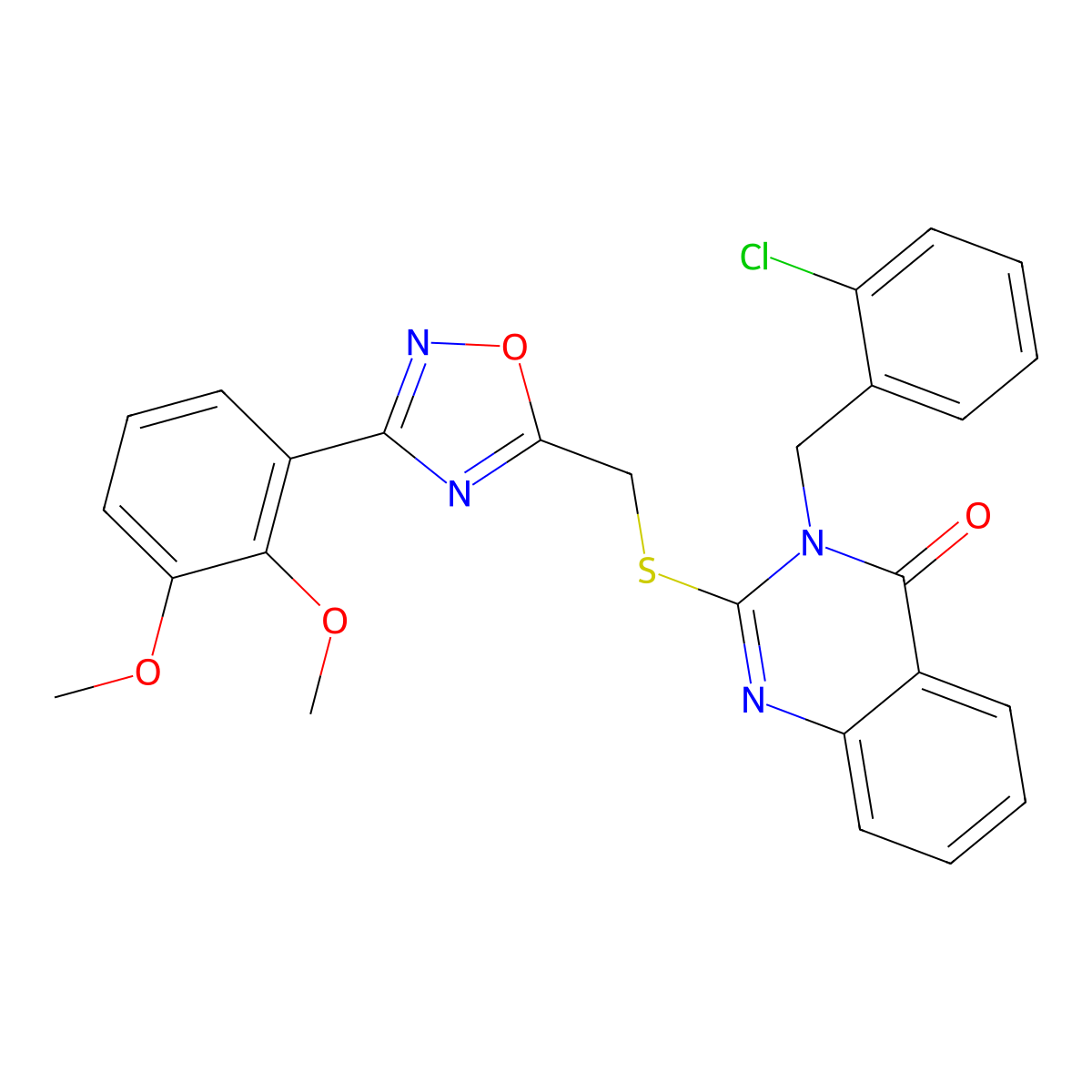 3-(2-chlorobenzyl)-2-(((3-(2,3-dimethoxyphenyl)-1,2,4-oxadiazol-5-yl)methyl)thio)quinazolin-4(3H)-one molecular structure, CAS 2034454-07-2