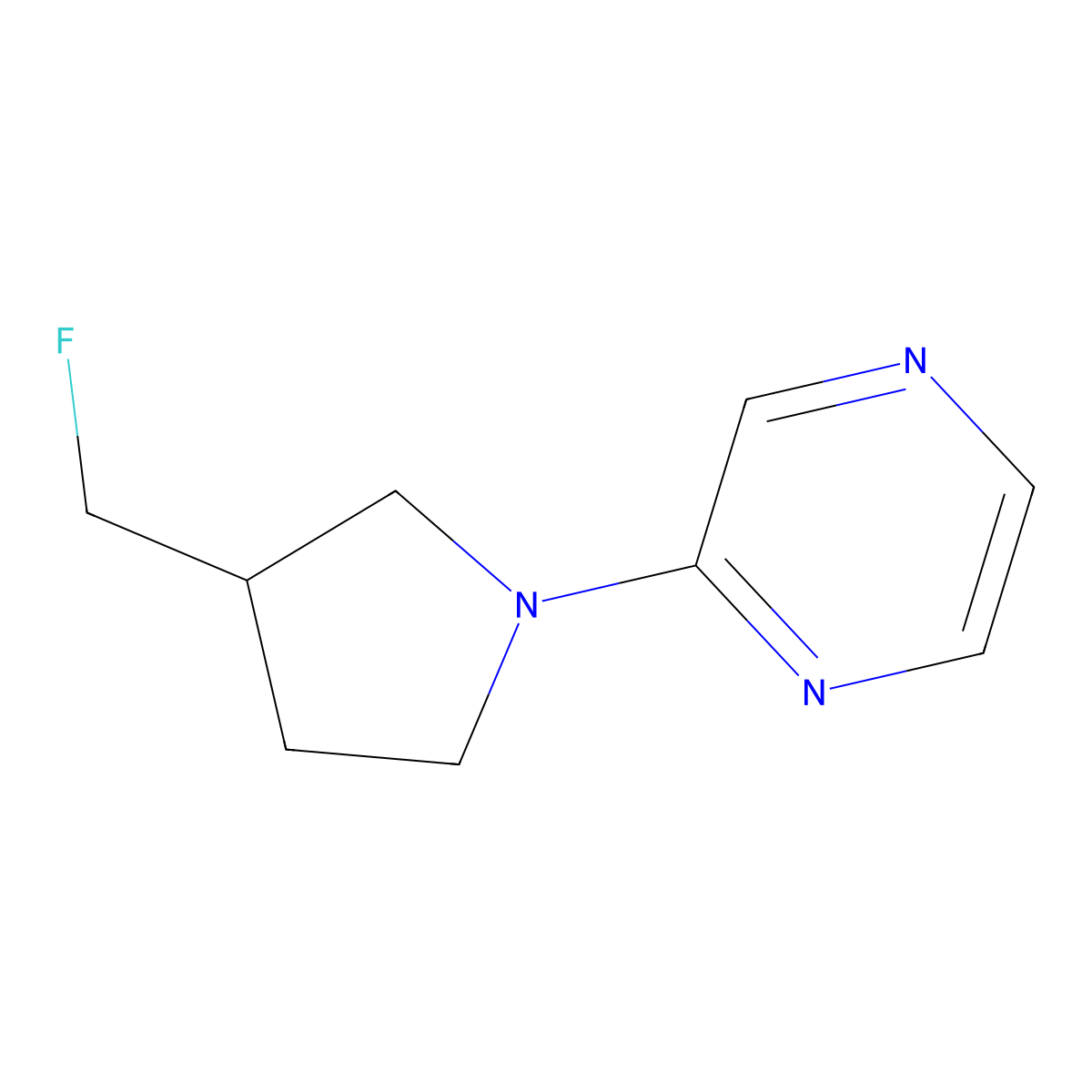 2-[3-(Fluoromethyl)pyrrolidin-1-yl]pyrazine molecular structure, CAS 2034454-16-3