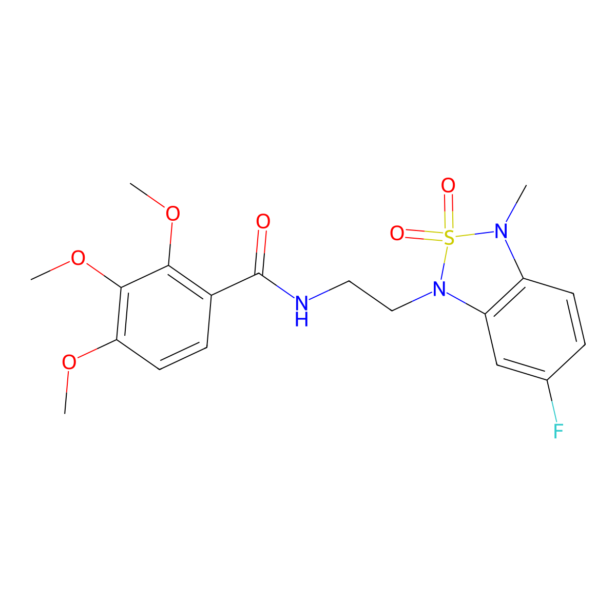 N-(2-(6-fluoro-3-methyl-2,2-dioxidobenzo[c][1,2,5]thiadiazol-1(3H)-yl)ethyl)-2,3,4-trimethoxybenzamide molecular structure, CAS 2034454-21-0