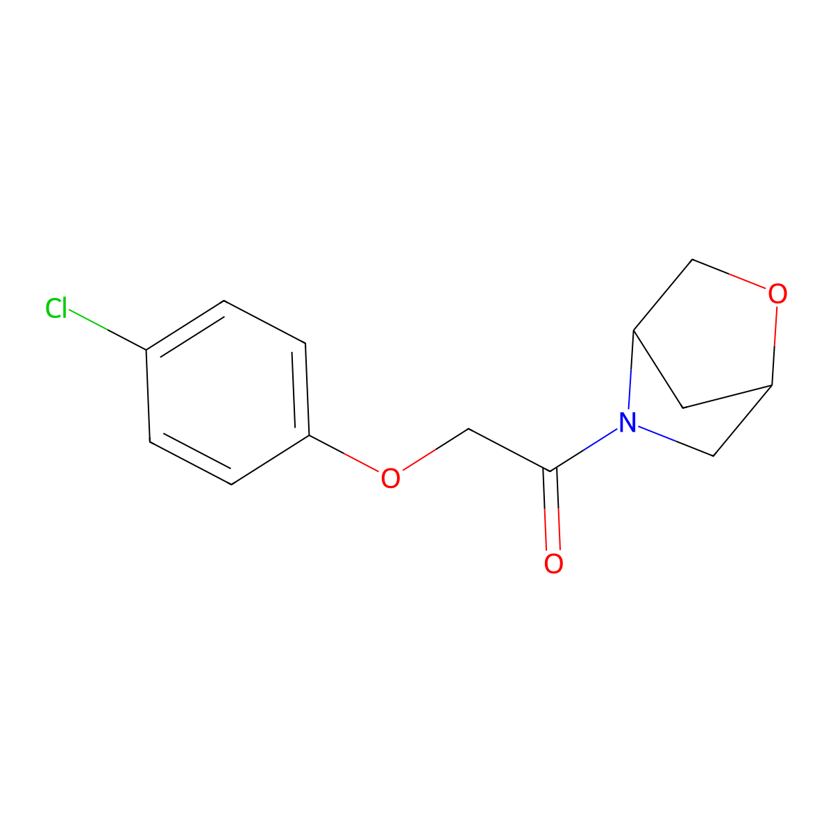 1-(2-Oxa-5-azabicyclo[2.2.1]heptan-5-yl)-2-(4-chlorophenoxy)ethanone molecular structure, CAS 2034454-24-3