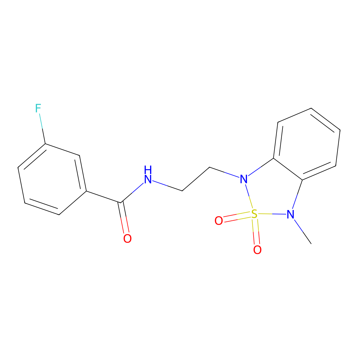3-fluoro-N-(2-(3-methyl-2,2-dioxidobenzo[c][1,2,5]thiadiazol-1(3H)-yl)ethyl)benzamide molecular structure, CAS 2034454-25-4