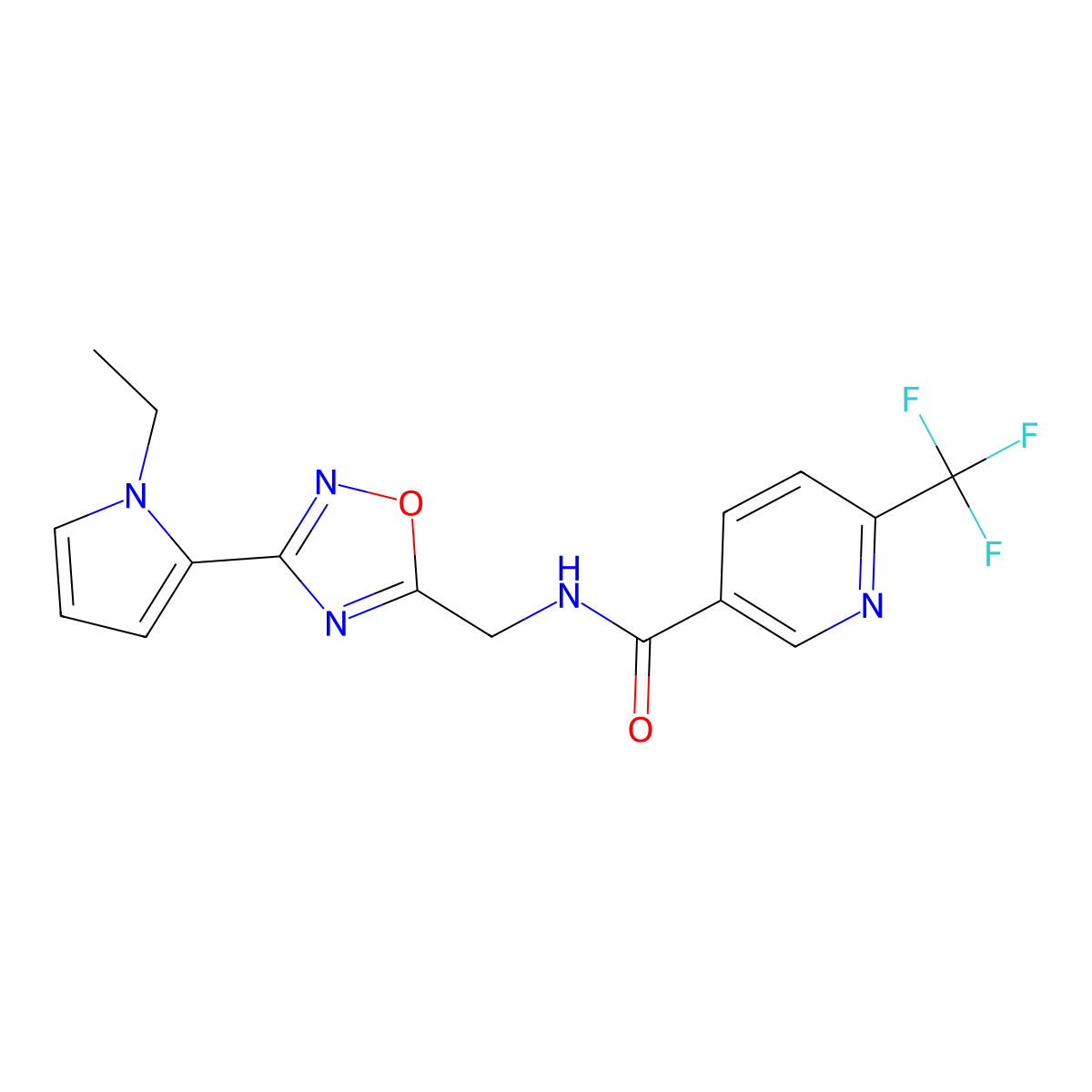 N-((3-(1-ethyl-1H-pyrrol-2-yl)-1,2,4-oxadiazol-5-yl)methyl)-6-(trifluoromethyl)nicotinamide molecular structure, CAS 2034454-26-5