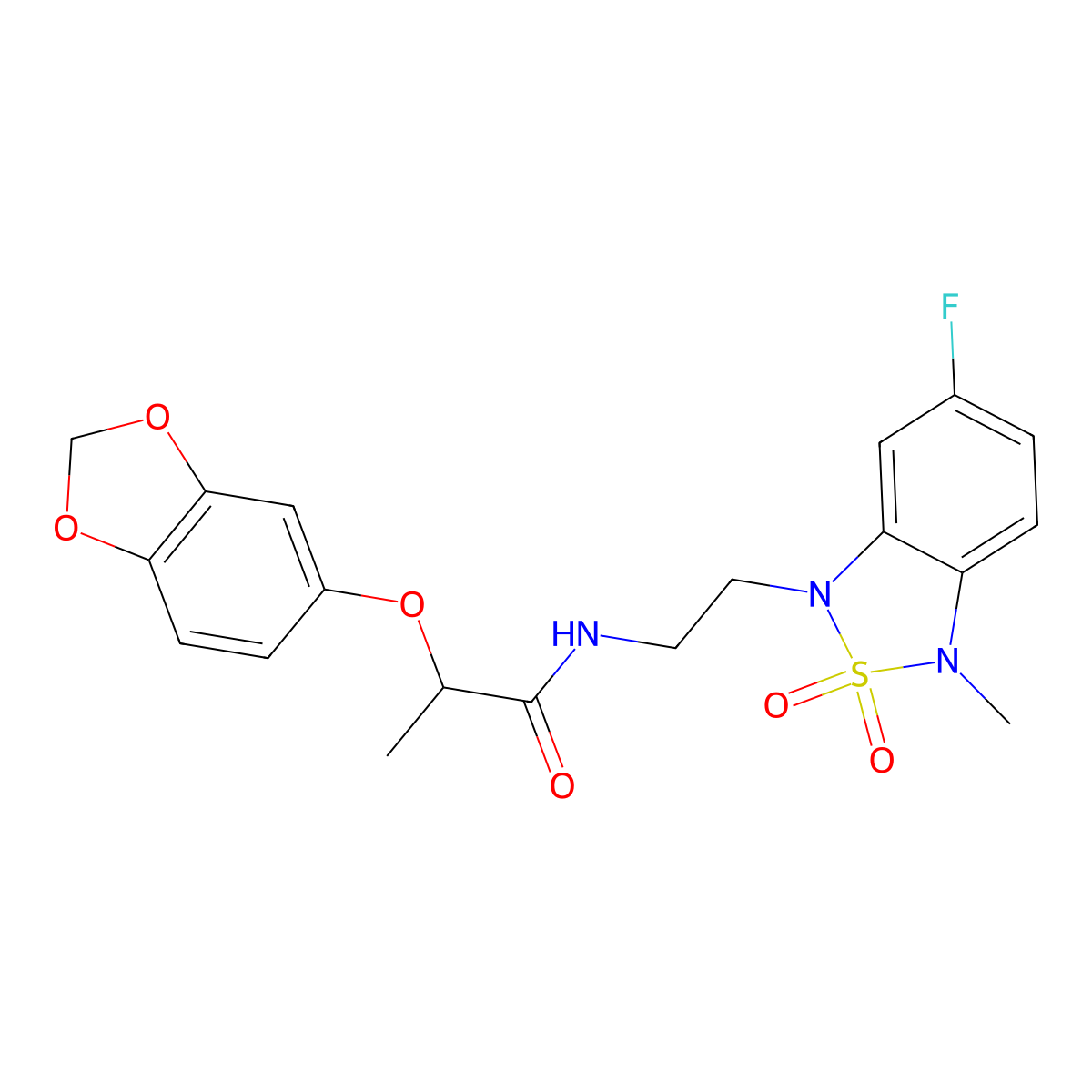 2-(benzo[d][1,3]dioxol-5-yloxy)-N-(2-(6-fluoro-3-methyl-2,2-dioxidobenzo[c][1,2,5]thiadiazol-1(3H)-yl)ethyl)propanamide molecular structure, CAS 2034454-29-8