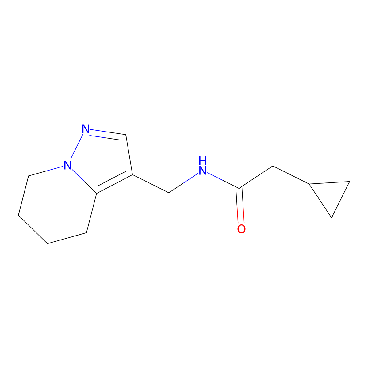 2-cyclopropyl-N-((4,5,6,7-tetrahydropyrazolo[1,5-a]pyridin-3-yl)methyl)acetamide molecular structure, CAS 2034454-31-2