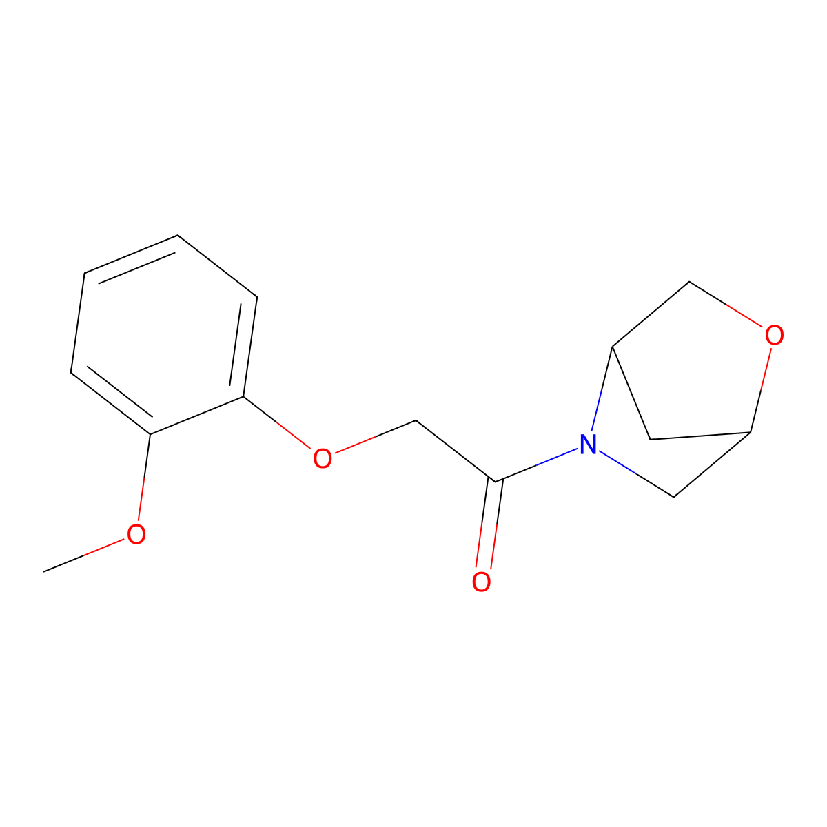 1-(2-Oxa-5-azabicyclo[2.2.1]heptan-5-yl)-2-(2-methoxyphenoxy)ethanone molecular structure, CAS 2034454-38-9