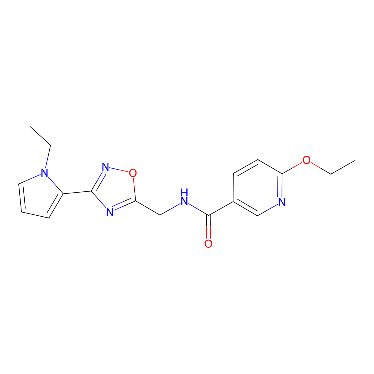 6-ethoxy-N-((3-(1-ethyl-1H-pyrrol-2-yl)-1,2,4-oxadiazol-5-yl)methyl)nicotinamide molecular structure, CAS 2034454-39-0