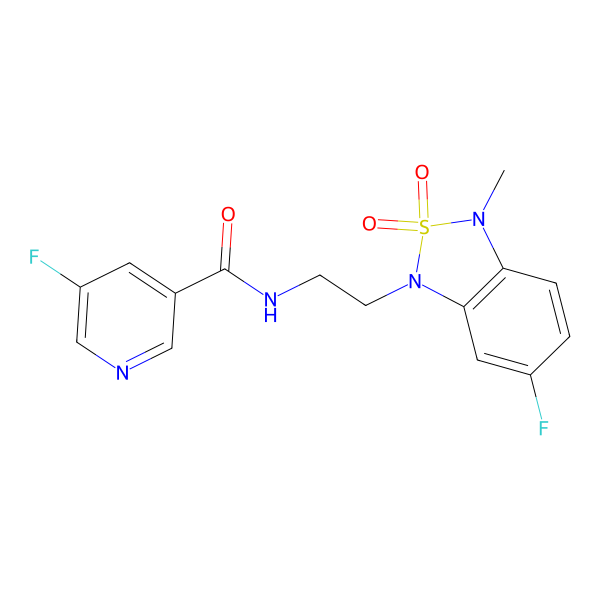 5-fluoro-N-(2-(6-fluoro-3-methyl-2,2-dioxidobenzo[c][1,2,5]thiadiazol-1(3H)-yl)ethyl)nicotinamide molecular structure, CAS 2034454-43-6