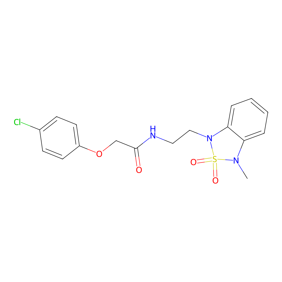 2-(4-chlorophenoxy)-N-(2-(3-methyl-2,2-dioxidobenzo[c][1,2,5]thiadiazol-1(3H)-yl)ethyl)acetamide molecular structure, CAS 2034454-45-8