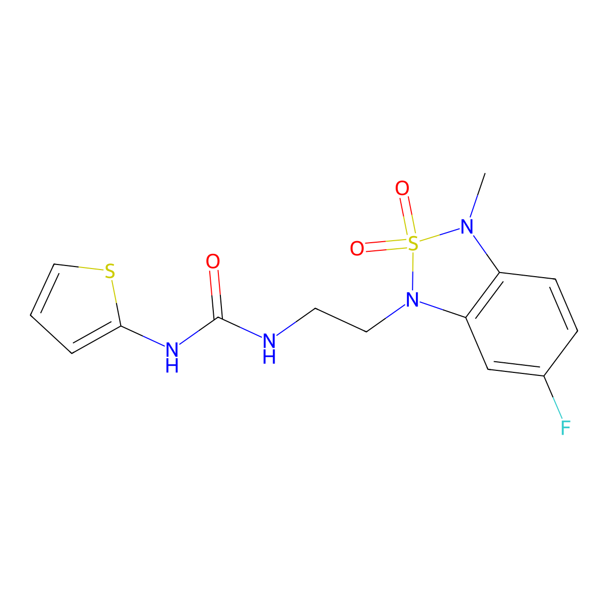 1-(2-(6-fluoro-3-methyl-2,2-dioxidobenzo[c][1,2,5]thiadiazol-1(3H)-yl)ethyl)-3-(thiophen-2-yl)urea molecular structure, CAS 2034454-51-6