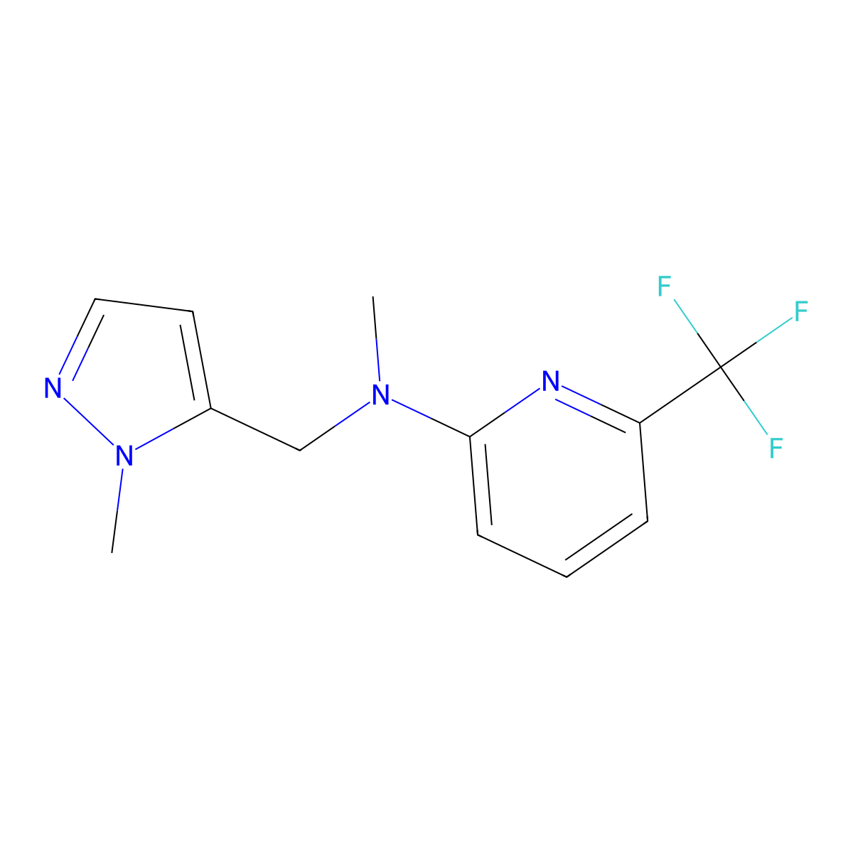 N-methyl-N-[(1-methyl-1H-pyrazol-5-yl)methyl]-6-(trifluoromethyl)pyridin-2-amine molecular structure, CAS 2034454-58-3