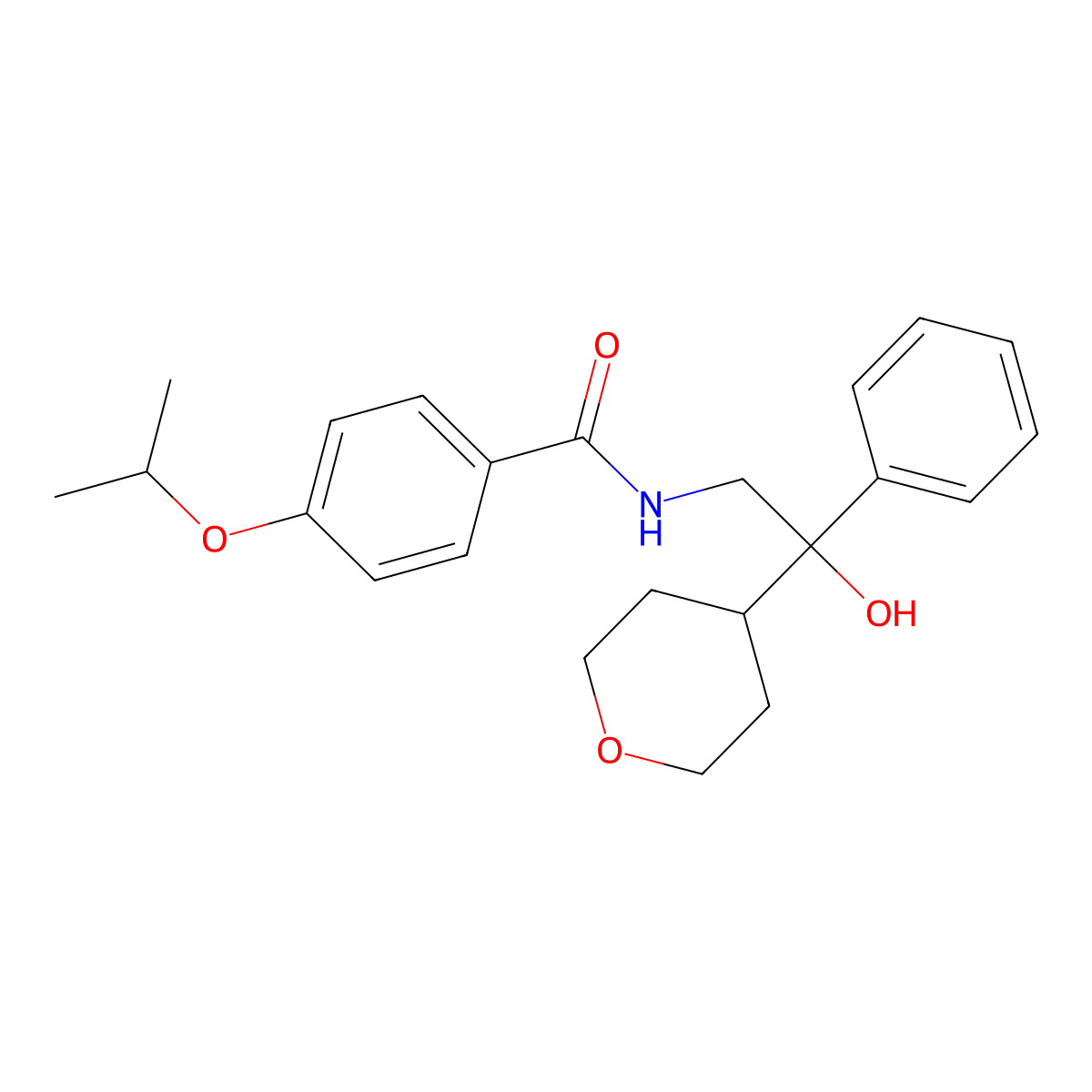N-[2-hydroxy-2-(oxan-4-yl)-2-phenylethyl]-4-(propan-2-yloxy)benzamide molecular structure, CAS 2034454-62-9