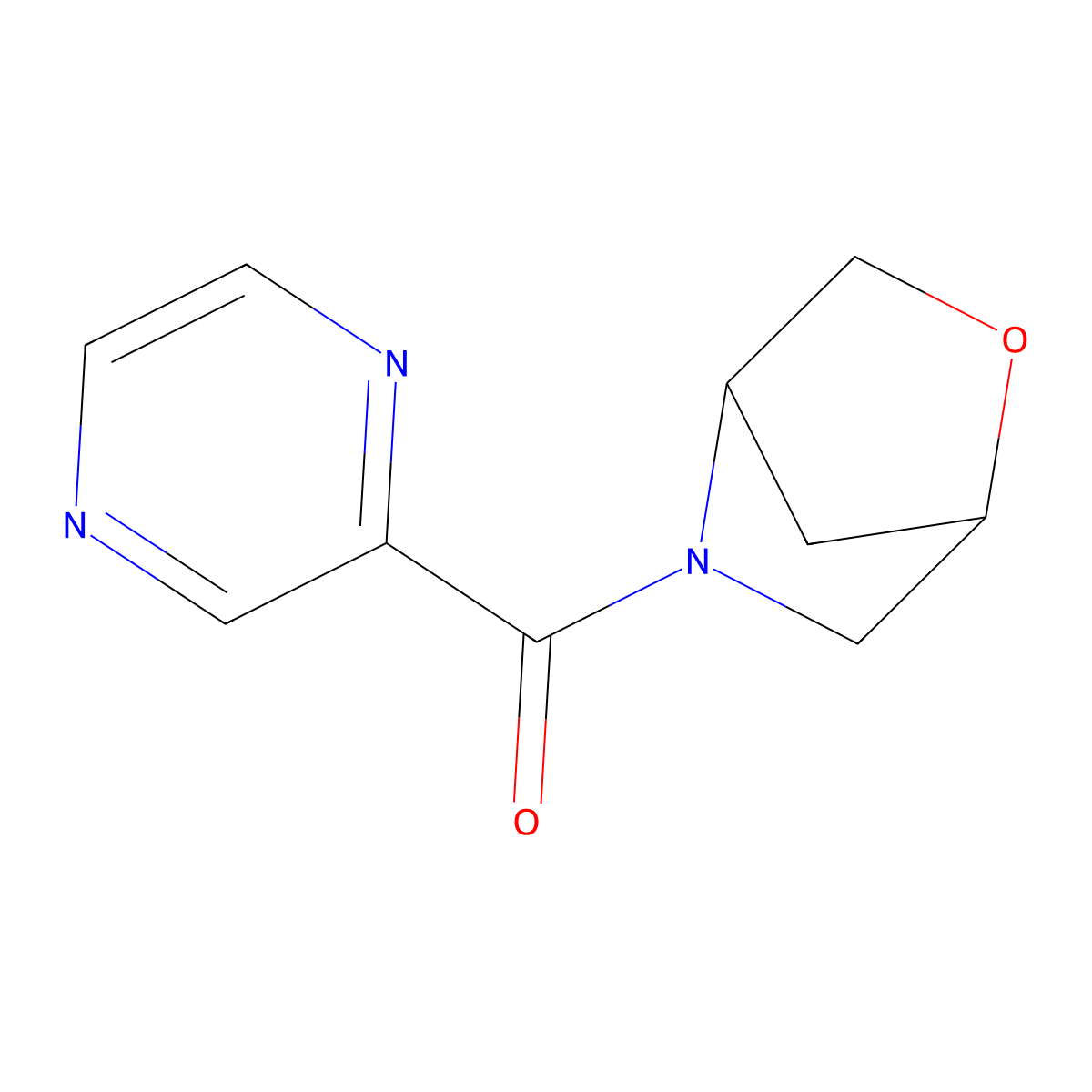 2-Oxa-5-azabicyclo[2.2.1]heptan-5-yl(pyrazin-2-yl)methanone molecular structure, CAS 2034454-66-3