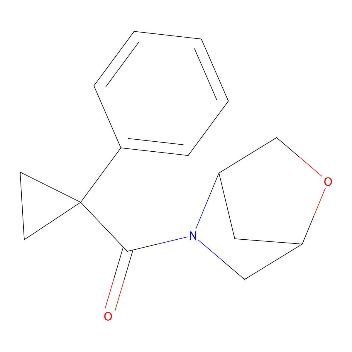 2-Oxa-5-azabicyclo[2.2.1]heptan-5-yl(1-phenylcyclopropyl)methanone molecular structure, CAS 2034454-72-1
