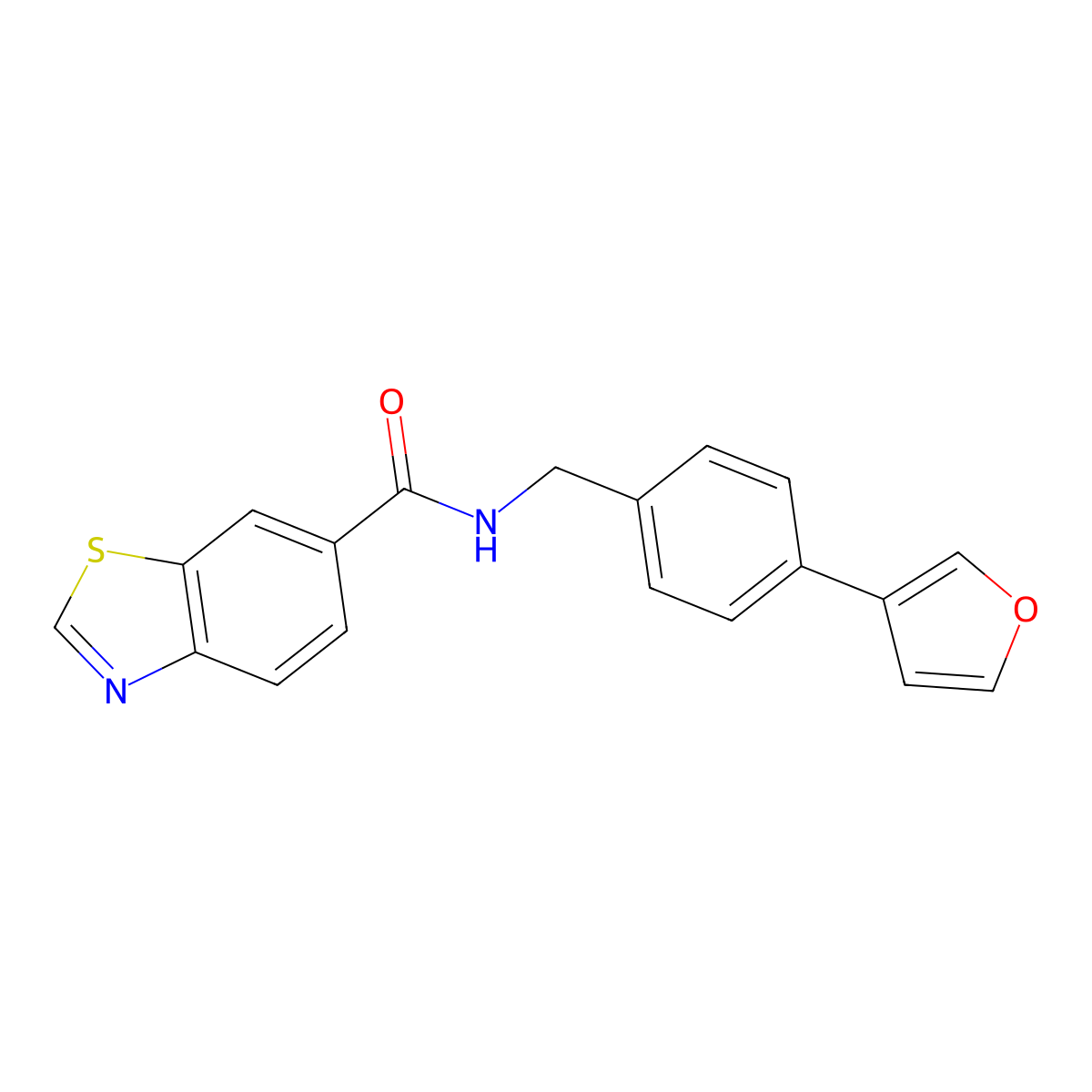 N-(4-(furan-3-yl)benzyl)benzo[d]thiazole-6-carboxamide molecular structure, CAS 2034454-75-4