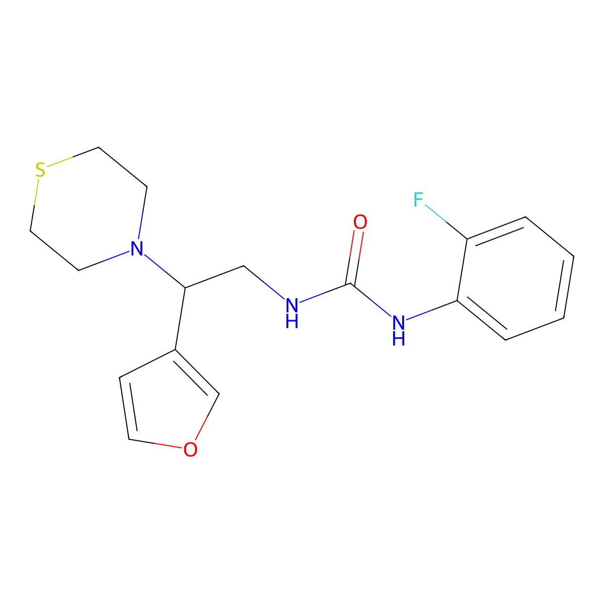 1-(2-Fluorophenyl)-3-(2-(furan-3-yl)-2-thiomorpholinoethyl)urea molecular structure, CAS 2034454-78-7